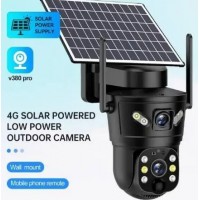 4G камера V380 видеонаблюдения, тройной экран, уличная автономная на солнечной панели аккумуляторная UKC 
