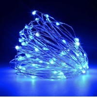 Xmas гирлянд 50 Led 5M (Copper) на медной проволоке (Капля росы) B BLUE работает от батареек+USB Синий Топ 