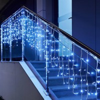 Xmas гирлянда LED 120 3.3Line Short curtain (Сосульки/Бахрома) B-1 Синяя 5Mетров Ул.+соед. Белый