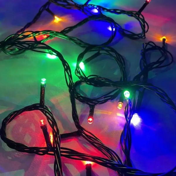 Xmas гірлянда LED 120 3.3Line Short curtain(Бульбашки/Бахрома) M-1 RGB 5М Вул.+соед.Білий
