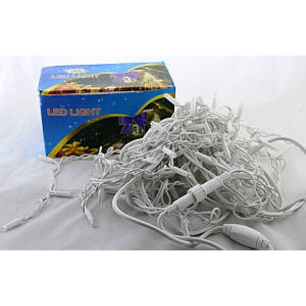 Xmas гирлянда LED 120 3.3Line Short curtain(Сосульки/Бахрома)WW-1 Тёп.белый 5Mетров Ул.+соед.Бел