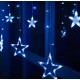 Гирлянда светодиодная занавеска Звезды 12 Led 3х0, 2х0, 25м 8 режимов с переходником Синий
