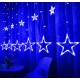 Гирлянда светодиодная занавеска Звезды 12 Led 3х0, 2х0, 25м 8 режимов с переходником Синий