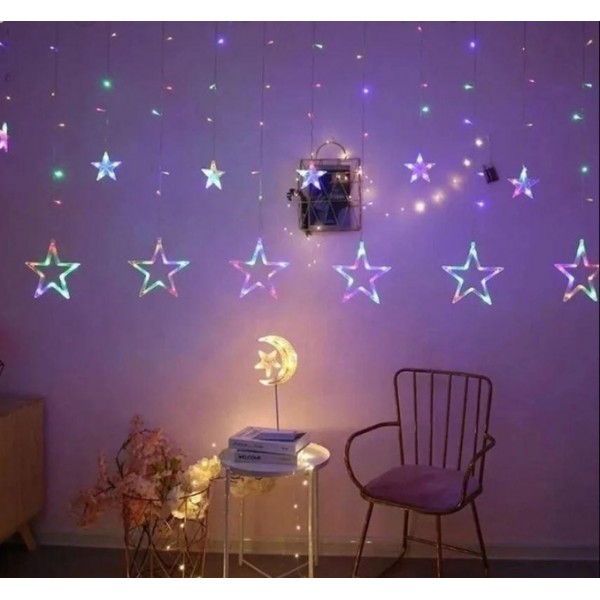 Гирлянда штора STAR CURTAIN MULTI 7753 Звезды цветная