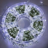 Xmas Гирлянда мишура белый 220В пульт ДУ 8 режимов зеленый провод 100m 2500L