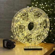 Xmas Гирлянда Мишура зеленый провод 220В пульт ДУ 8 режимов 50m 1500L green wire WW-1 