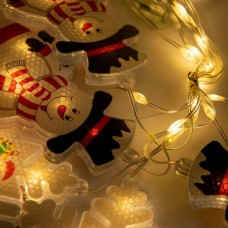Xmas Гирлянда Штора Фигурки 3D снеговика и снежинки 3m*70cm 95L Теплый Белый WW