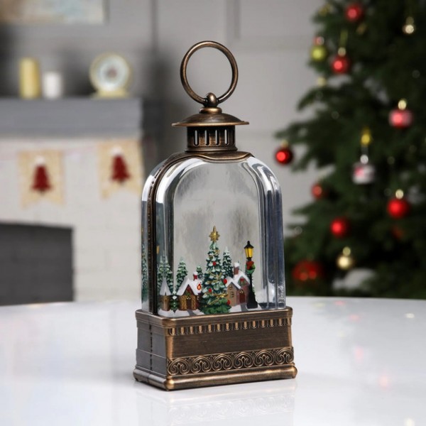 Новогодний ночник Винтажный фонарь XMAS WDL-23013E/10086 подсветка с блестками и музыкой 20,5 см