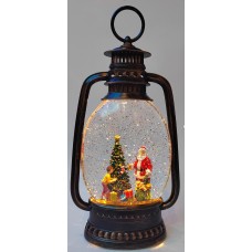 Светящийся новогодний винтажный фонарь «Санта» 27 см WDL-24028A. Музыкальный ночник на батарейках и USB