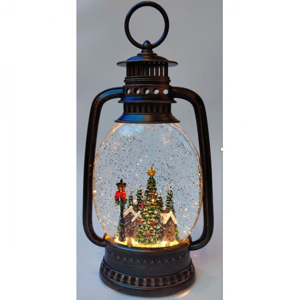 Новогодний ночник Винтажный фонарь XMAS WDL-24028D/10093 с блестками и светодиодная подсветка 27,9 см