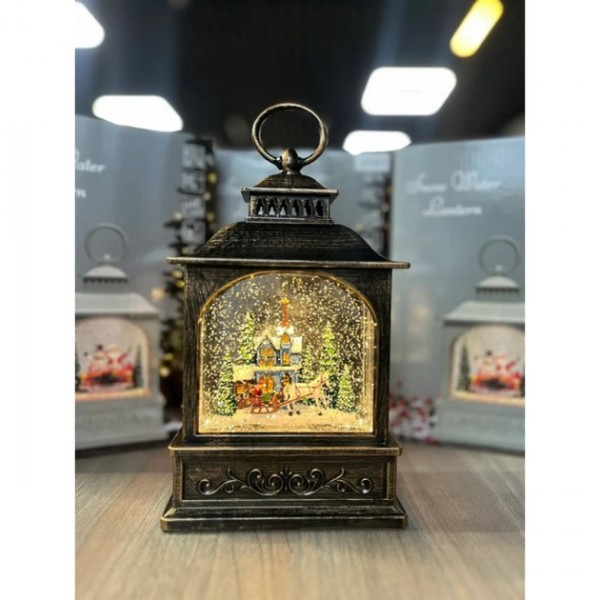 Ночник новогодний музыкальный XMAS WDL-24072D «Винтажный фонарь» 21см