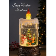Новогодний светящийся ночник в форме свечи со снеговиком WDL-23016B высотой 24,5 см 