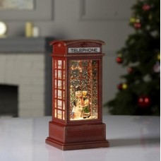 Ночник новогодний музыкальный XMAS WDL-2102B снежный шар «Телефонная будка»