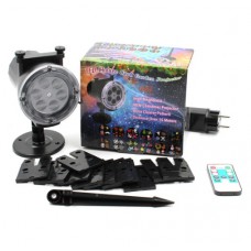 Лазерный проектор уличный 518 с пультом и 12 картриджами для световых эффектов водонепроницаемый 