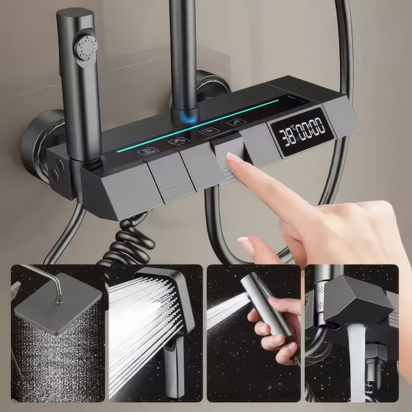 Душевой смеситель 4 в 1 из нержавеющей стали для ванной комнаты Shower AA6-6 Черный 