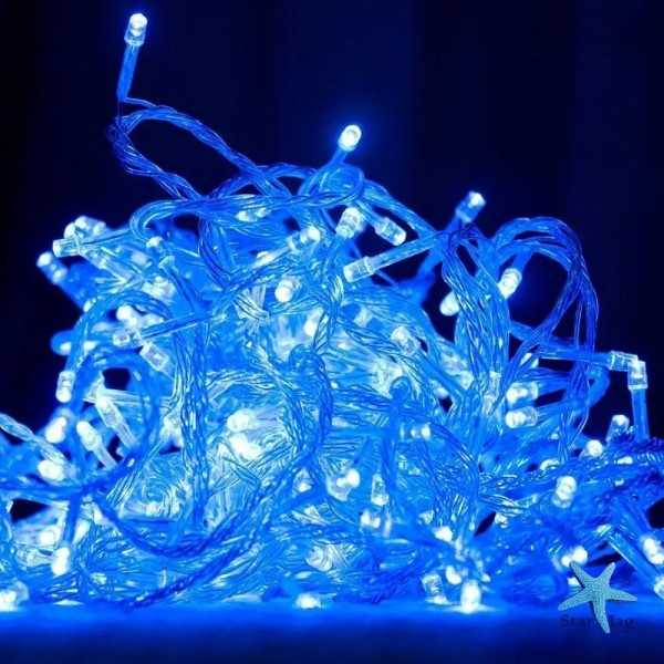 ПРОЗРАЧНЫЙ провод Гирлянда Синий XL-53-5 ∙ Гирлянда LED 500 прозрачный провод .  синий свет