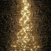 Гірлянда новорічна Кінський хвіст 200LED 10 ниток по 2м колір Теплий білий режим статика та мерехтіння від батарейок та USB