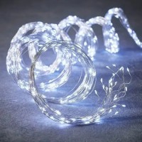 Гірлянда новорічна Кінський хвіст 200LED 10 ниток по 2м колір Холодний білий 8 режимів з димуванням яскравості від USB з пультом ДУ