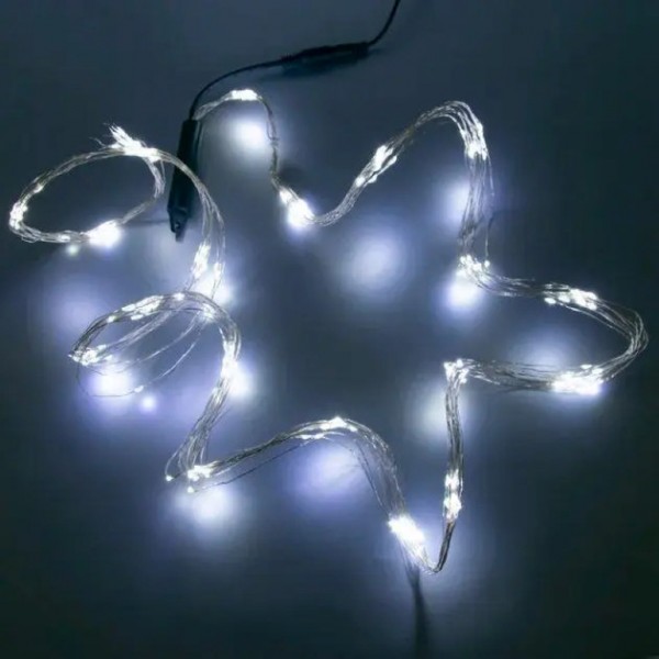 Гирлянда новогодняя Конный хвост 200LED 10 нитей по 2м цвет Холодный белый 8 режимов с дымом яркости от USB с пультом ДУ