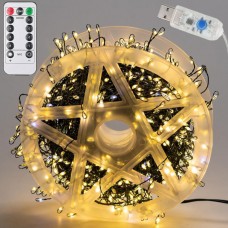 Гирлянда Роса фейерверк от USB, 20м, 600LED + пульт, Теплый белый 