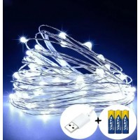 Гирлянда Батарейка+usb леска10м Холодный б/р