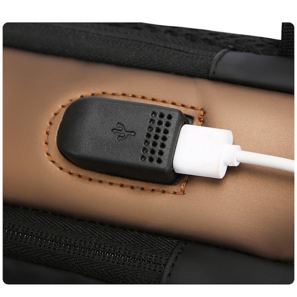 Сумка мужская XIO Fashion с зарядкой USB и кодовым замком 32х6х16 см Черная