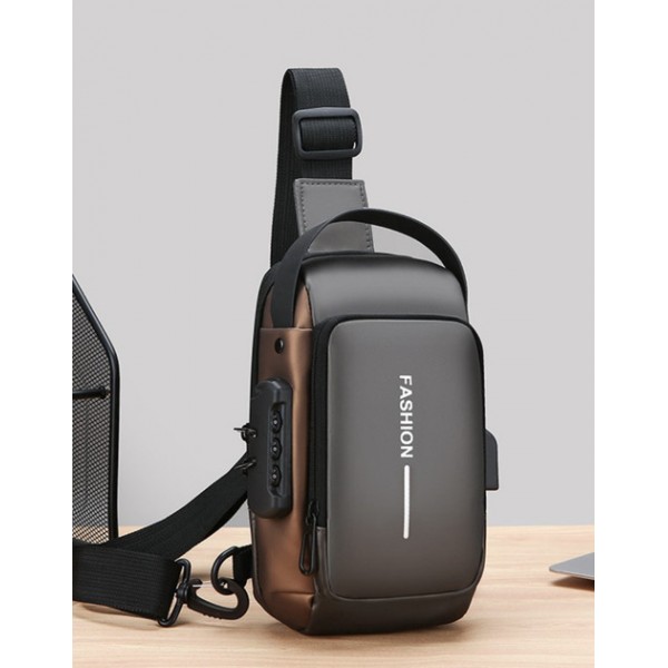 Сумка мужская XIO Fashion с зарядкой USB и кодовым замком 32х6х16 см Черная
