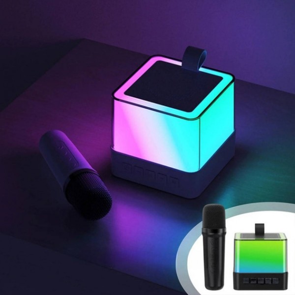 Портативная колонка K18 Bluetooth с 2 микрофонами, караоке, LED-подсветка, 10 Вт.