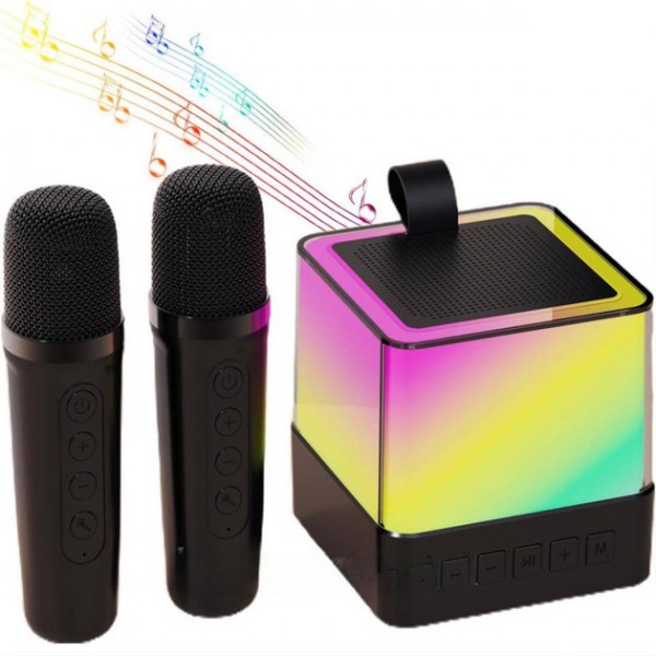 Портативная колонка K18 Bluetooth с 2 микрофонами, караоке, LED-подсветка, 10 Вт.