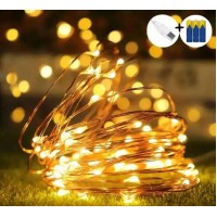 Світлодіодна гірлянда крапля Роси Нитка 10м 100led батарейки+USB Теплий білий