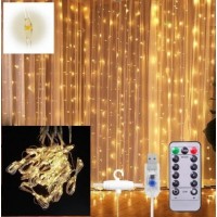 Світлодіодна гірлянда штора роса на дроті 3х2 м 200LED пульт USB SF-19 теплий білий