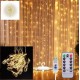 Світлодіодна гірлянда штора роса на дроті 3х2 м 200LED пульт USB SF-19 теплий білий