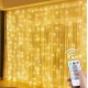 Світлодіодна гірлянда штора роса на дроті 3х2 м 200LED пульт USB SF-19 теплий білий