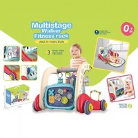 Дитячі музичні ходунки з підсвіткою 3в1 Ходунки Розвивальний килимок Бізіборд Бежево-червоні