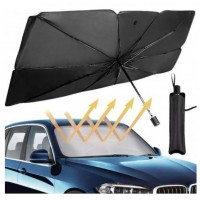 Сонцезахисний автозонт Car Umbrella для лобового скла 140×78 см, складаний, чорний