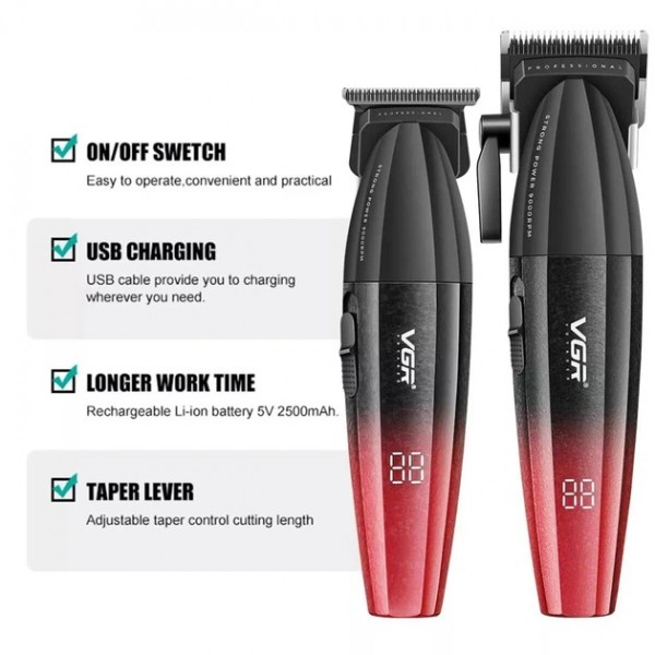 Набор VGR V-640 RED для стрижки волос