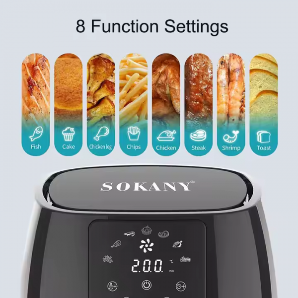 Аэрогриль фритюрница SOKANY SK-8018 на 5 л мультипечь с таймером и терморегулятором