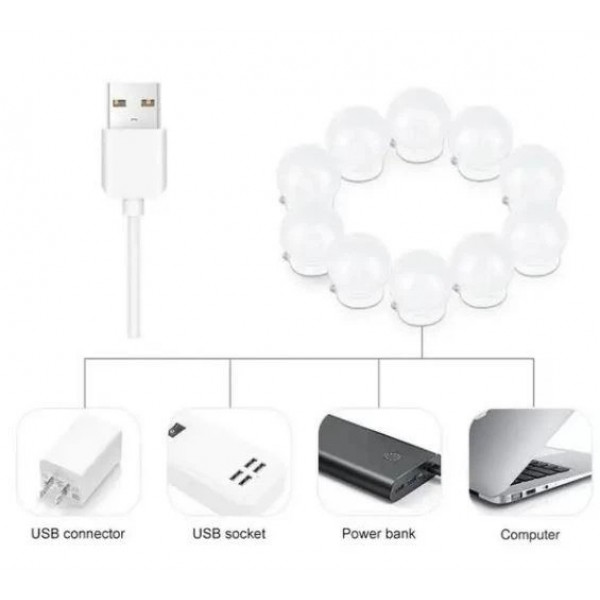 Підсвітка для дзеркала LED з регулюванням яскравості Vanity Mirror Lights, 10 ламп