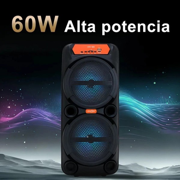 Колонка-Bluetooth с двумя 8" динамиками и 1 беспроводным микрофоном GTS-1880 42 см (80002)