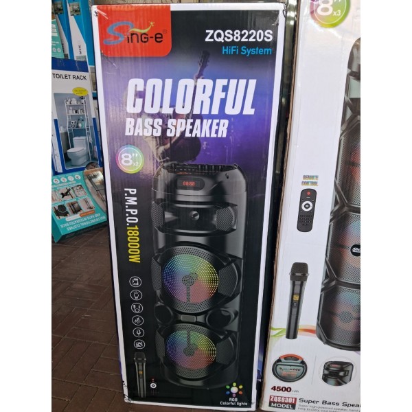 Караокая колонка Bluetooth 80 см ZQS8220S | Party Speaker 2×8” 40W с микрофоном и RGB подсветкой