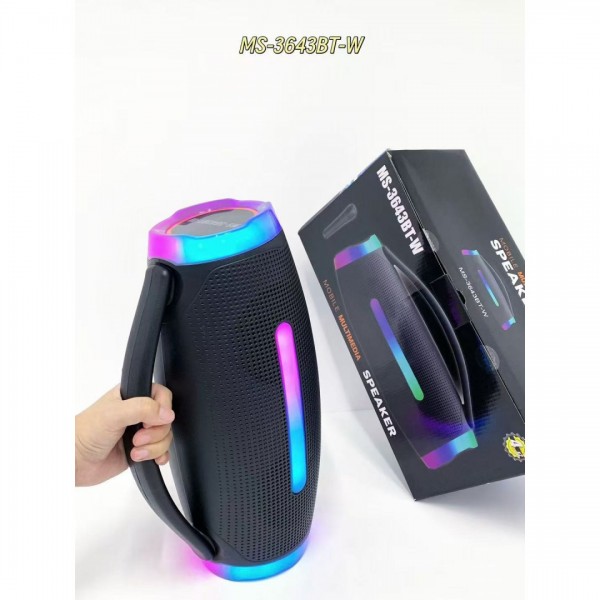 Портативная Bluetooth колонка MS-3643BT-W с беспроводным микрофоном, RGB-подсветка, USB, SD, FM, AUX, 20 Вт