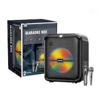 Колонка Bluetooth +2 мікрофона, 8", 20 Вт, BTS-1740, Чорна / Портативна акустика / Музичний стовпчик з LED-підсвічуванням