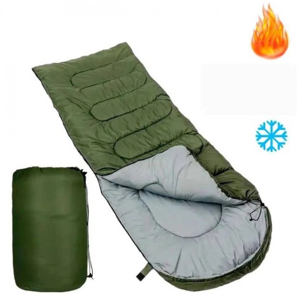 Спальный мешок 220x70 см 1,3кг зеленый. 950-2