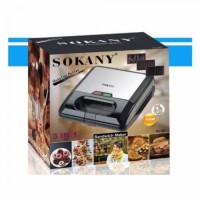 Вафельниця сендвічниця 3 в 1 мультимейкер Sokany KJ-303 750 Вт 3 плити