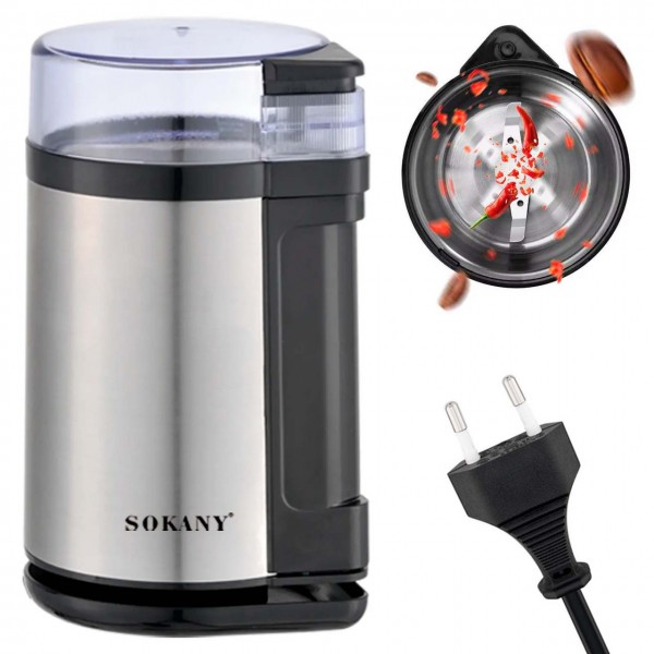 Кофемолка Sokany SM-3001S нержавеющая сталь мощность 180 Вт.