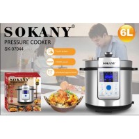 Багатофункціональна мультиварка-скороварка Sokany SK-07044 із нержавіючої сталі 6 л, 1500 Вт