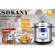Багатофункціональна мультиварка-скороварка Sokany SK-07044 із нержавіючої сталі 6 л, 1500 Вт