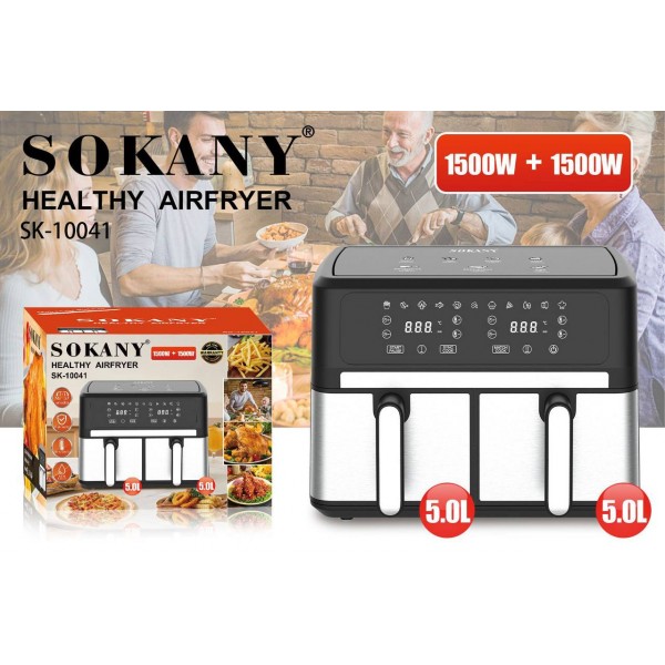 Мультипечь двухкамерная аэрофритюрница Sokany SK-10041 1500+1500Вт 5+5л
