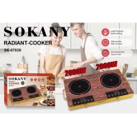Настільна електроплита Sokany SK-07039, 2 конфорки по 2000 Вт