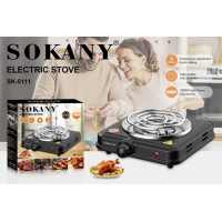 Електрична плита Sokany спіраль на 1 конфорку SK-5111 1000 Вт чорна